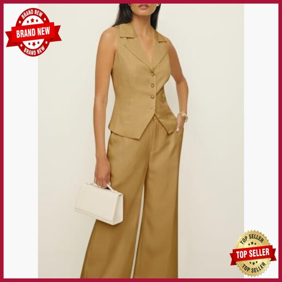 Women's Vest Pant Set Regular Fit Polyester Blend Work Casual Outfit - Picture 4 of 7